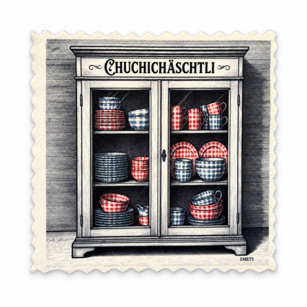 Emily's Putztuch – Chuchichäschtli – Red & Blue
