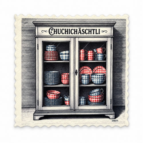 Emily's Putztuch – Chuchichäschtli – Red & Blue